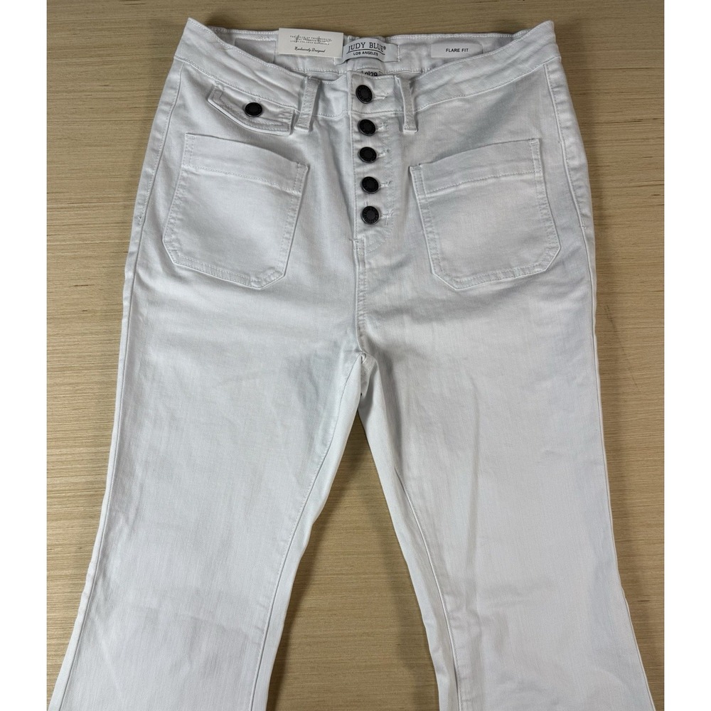 Judy Blue Womens 9/29 Flare Jeans White Wash 29x33 Button Fly High Rise NWT